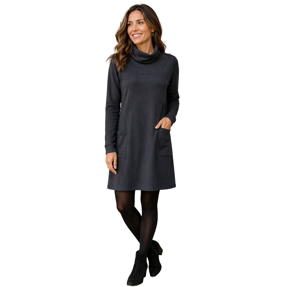 M AVENTURA POCKET TUNIC DRESS MOCK HIGH NECK SWEATER WARM WINTER MINIMALIST EUC